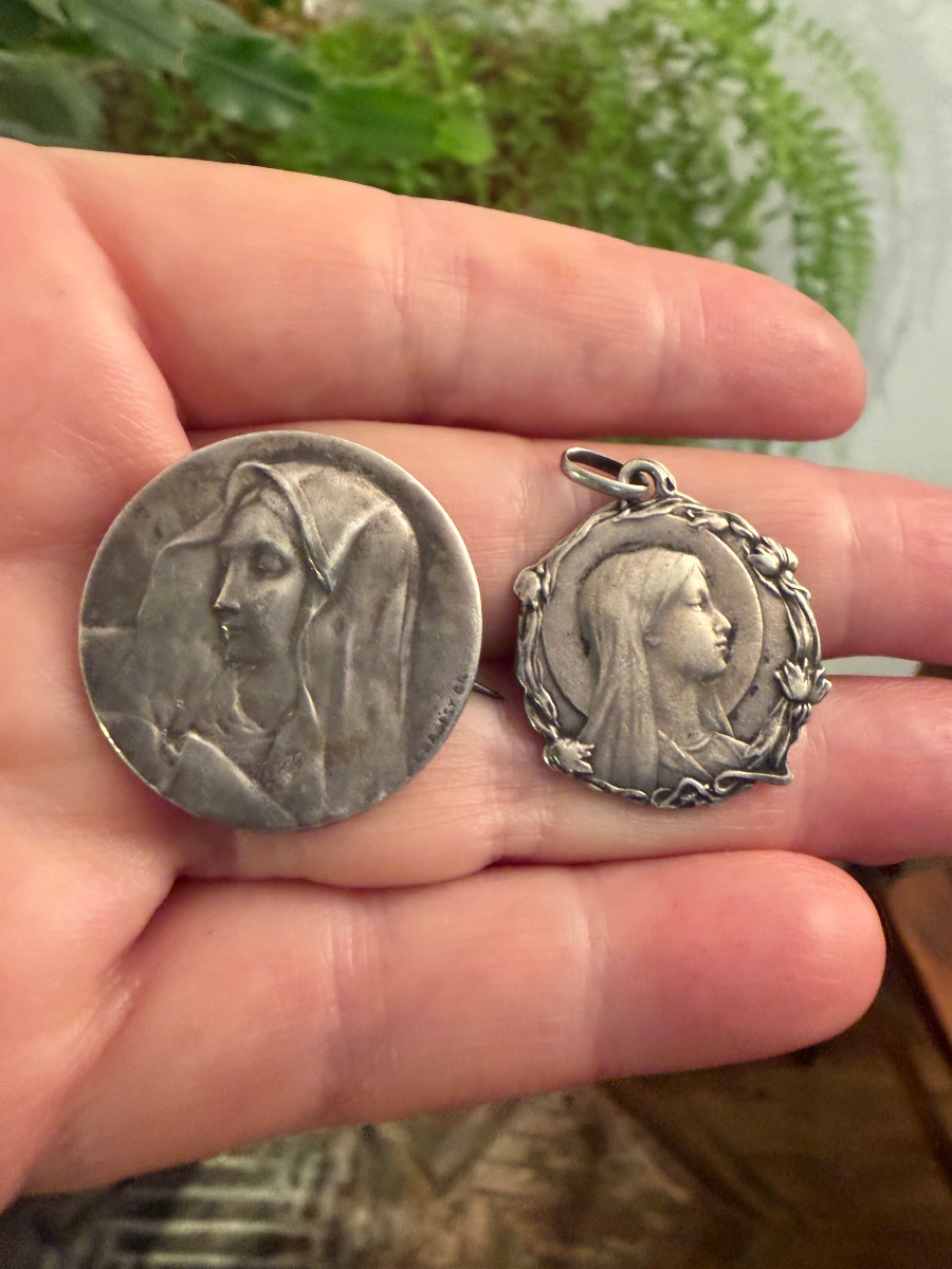 2 Silver Religious Medals 