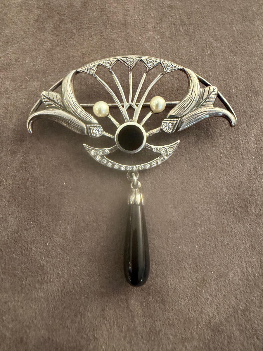 Art Nouveau Silver Brooch -photo-3