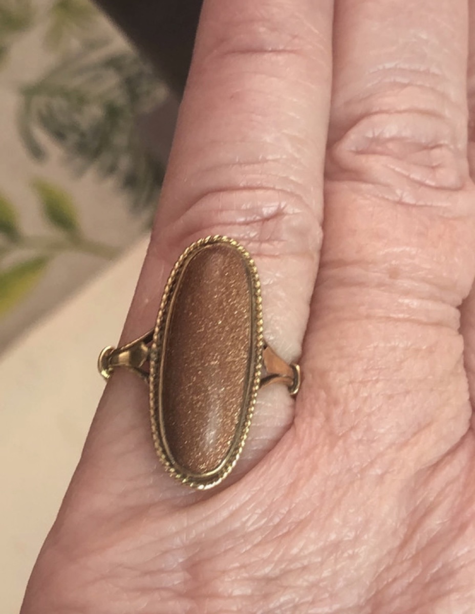 Bague 19ème or/ aventurine 