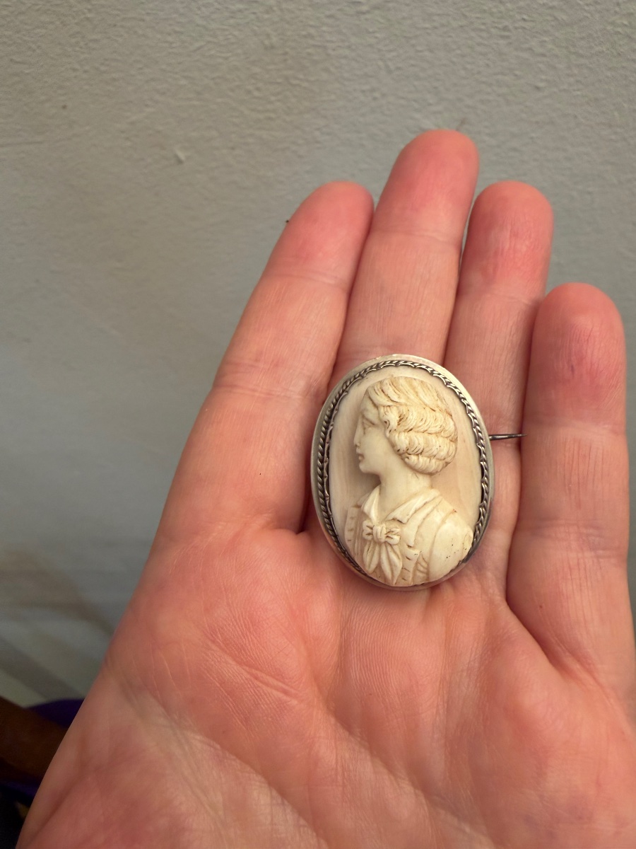 Napoleon III Ivory Cameo Brooch-photo-5