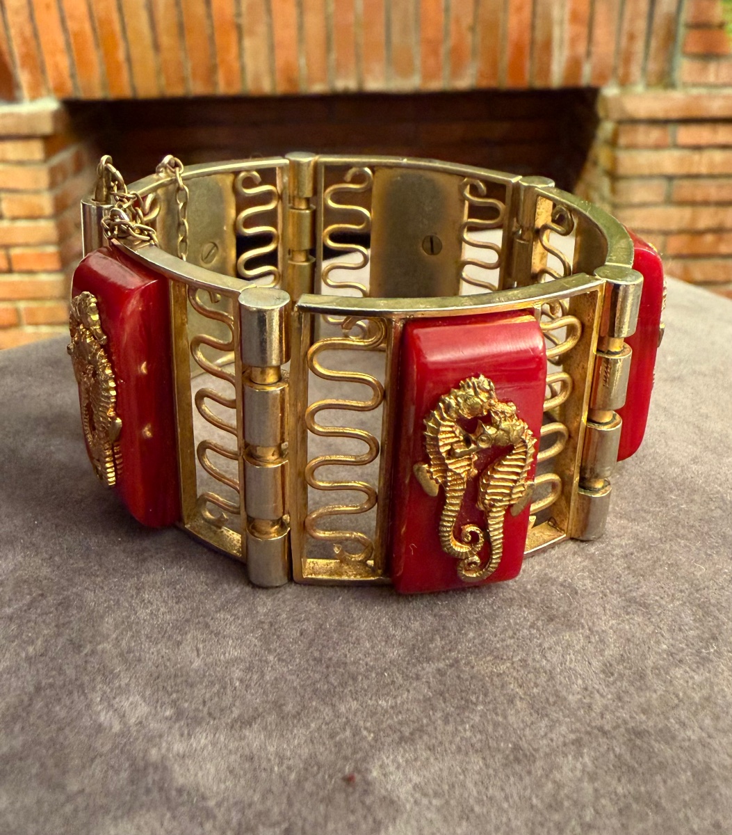 Bracelet Art-Déco Bakelite rouge -photo-2