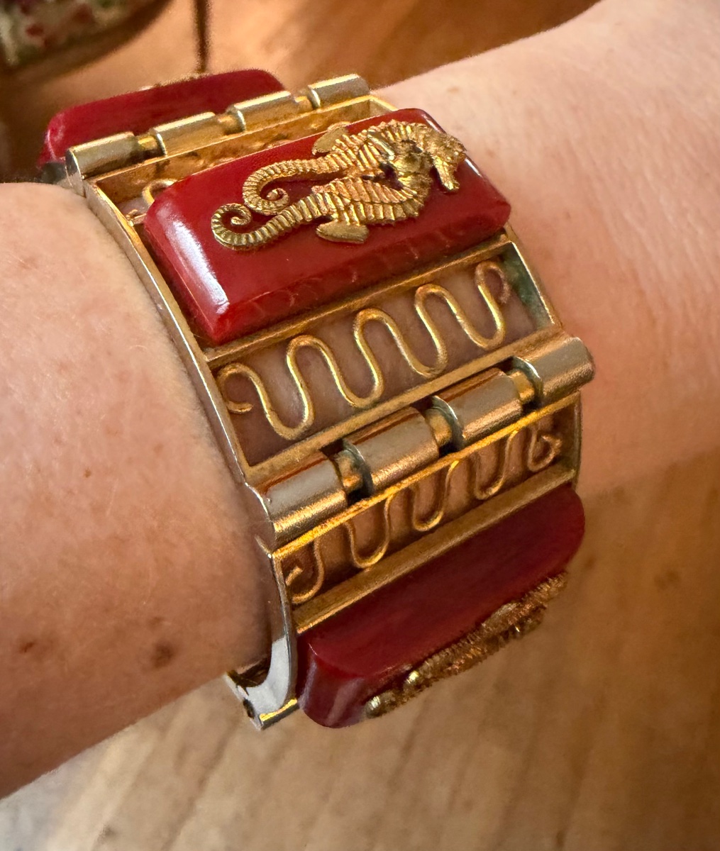 Bracelet Art-Déco Bakelite rouge -photo-4