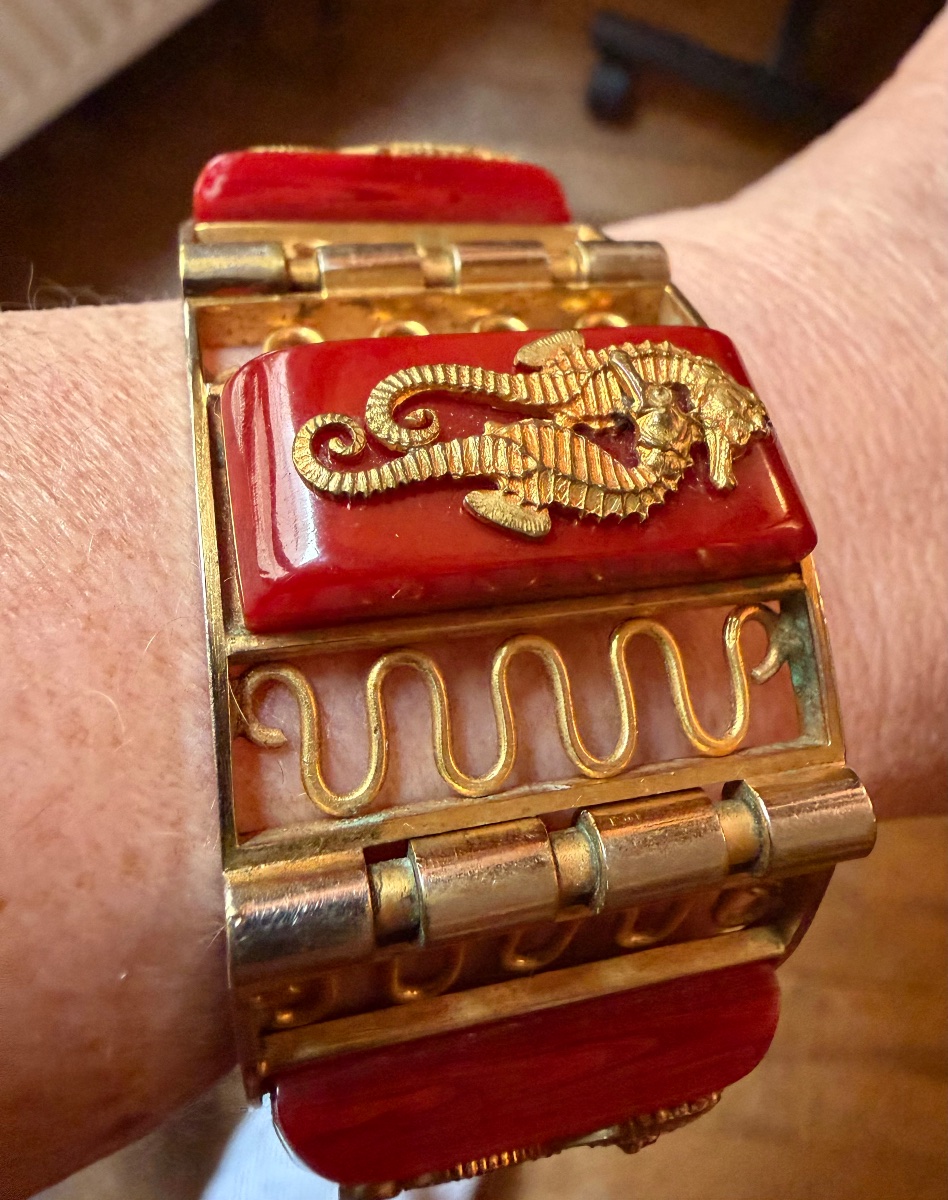 Bracelet Art-Déco Bakelite rouge -photo-7