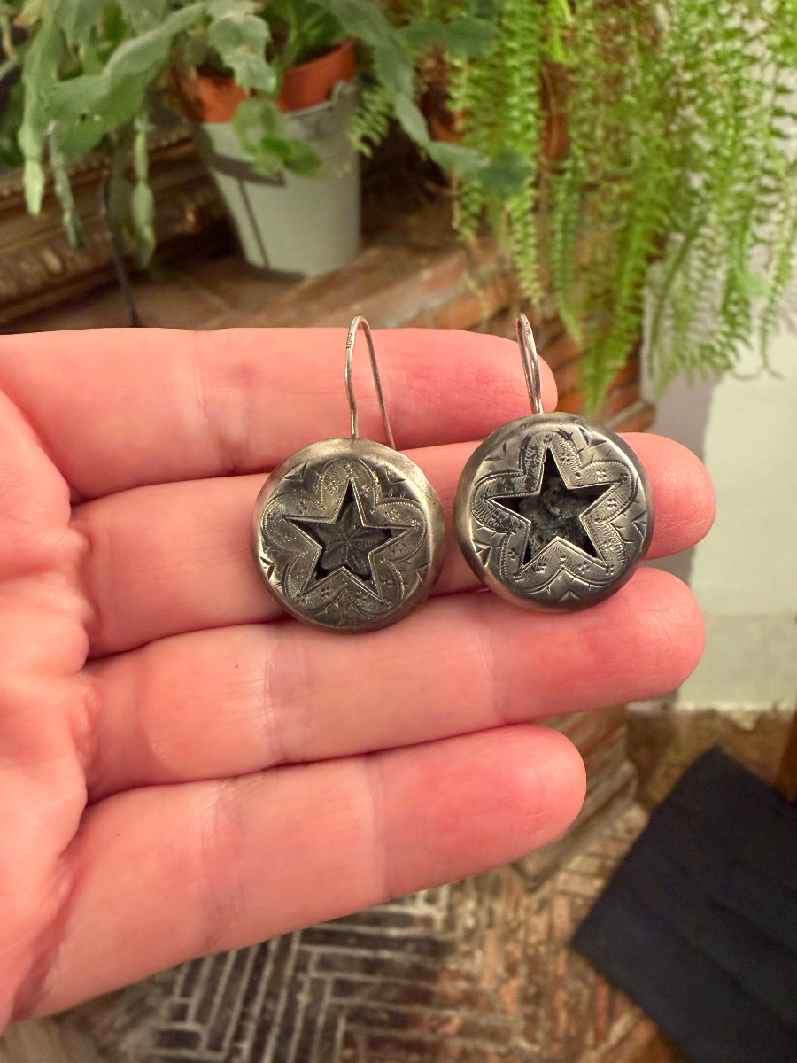 Boucles d’oreilles argent fossile -photo-3