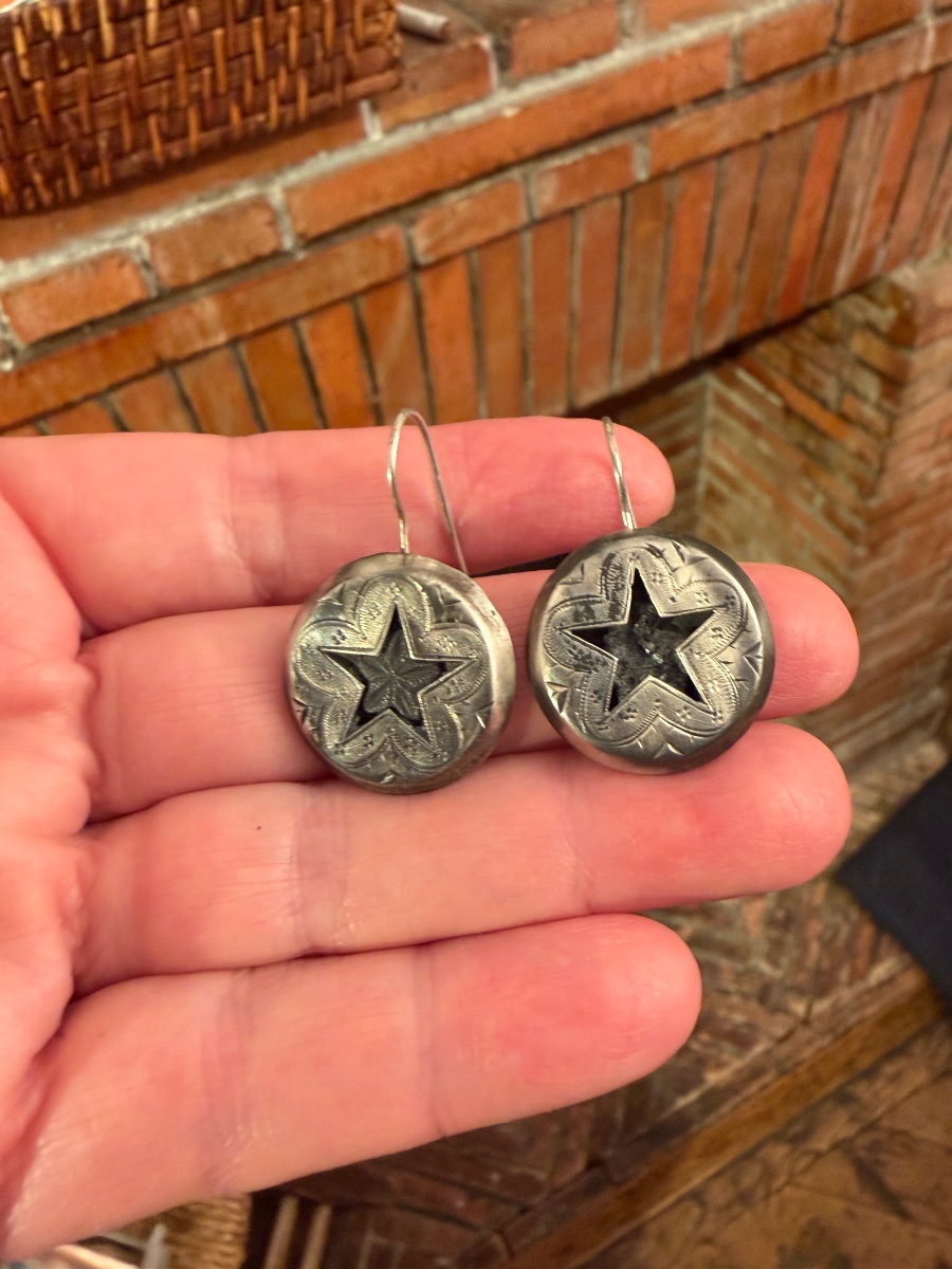 Boucles d’oreilles argent fossile -photo-4