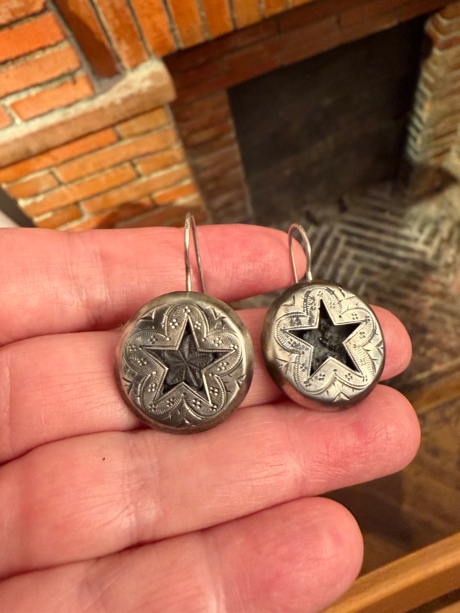 Boucles d’oreilles argent fossile -photo-2