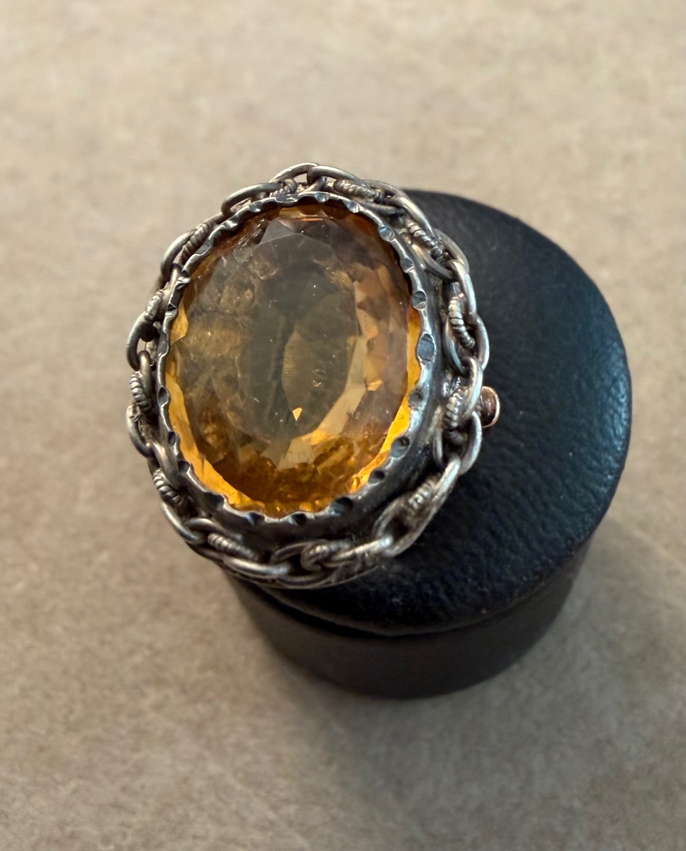 19th-century Gold/silver/citrine Ring-photo-3