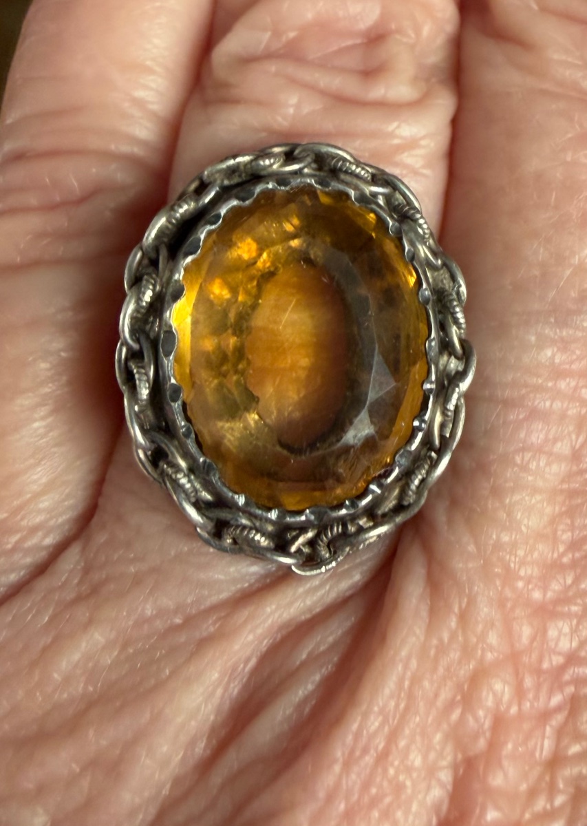 19th-century Gold/silver/citrine Ring-photo-3