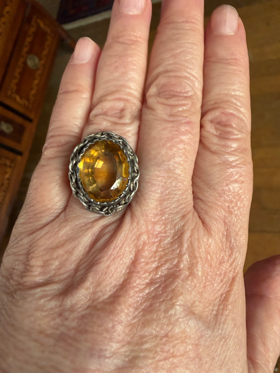19th-century Gold/silver/citrine Ring-photo-4
