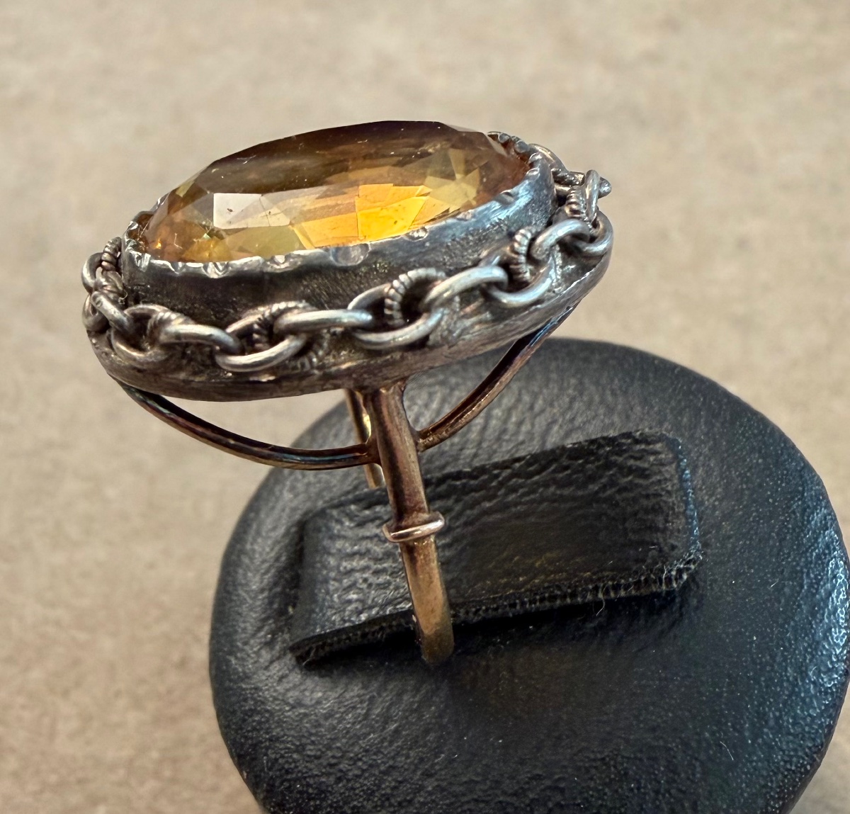 19th-century Gold/silver/citrine Ring