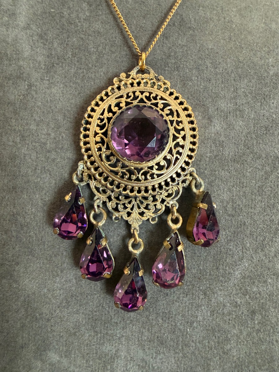 Pendentif  ancien métal doré -photo-1
