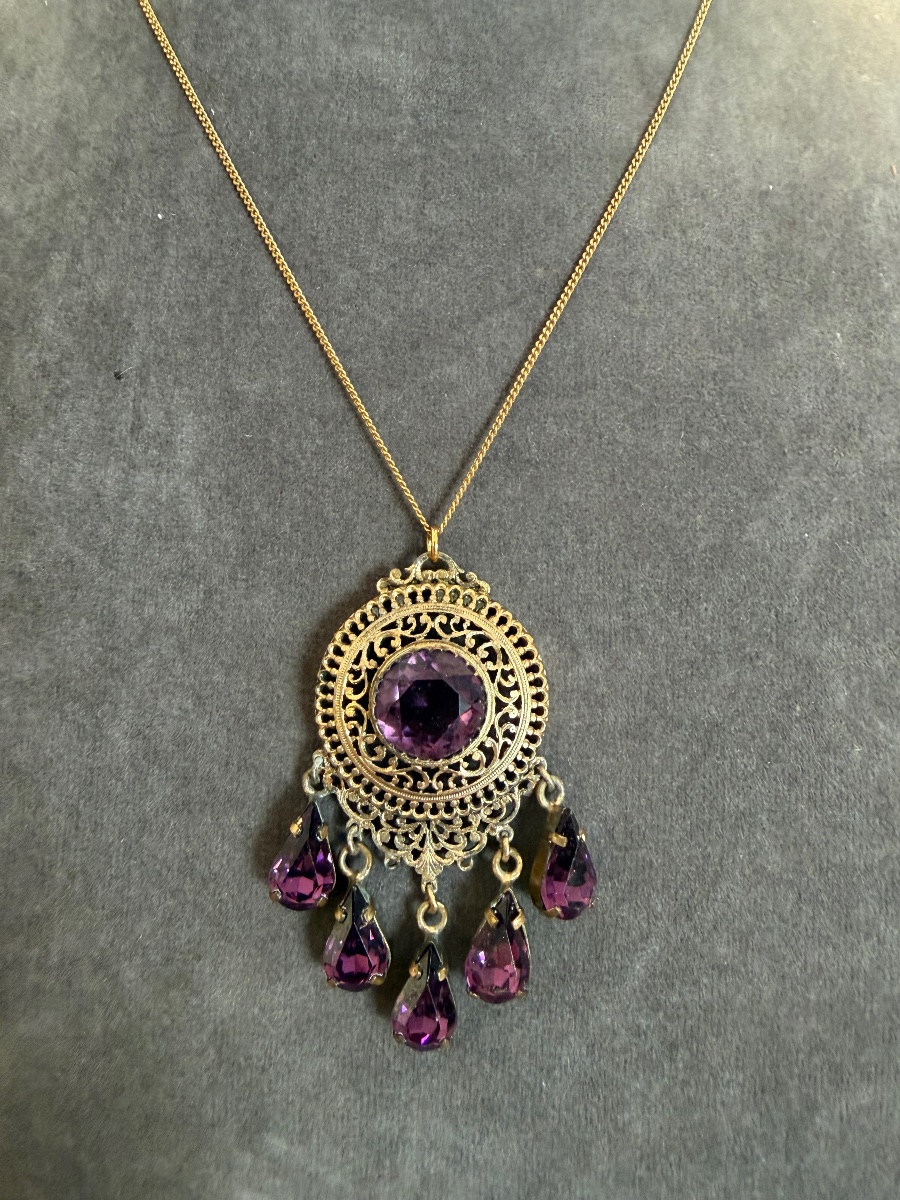 Pendentif  ancien métal doré -photo-6