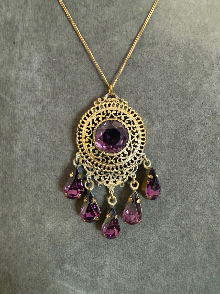 Pendentif  ancien métal doré -photo-8