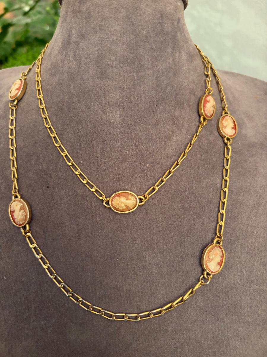 Collier sautoir camées-photo-4