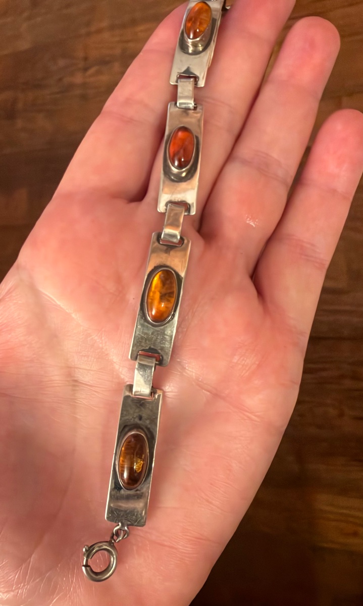 Silver/amber Bracelet-photo-2