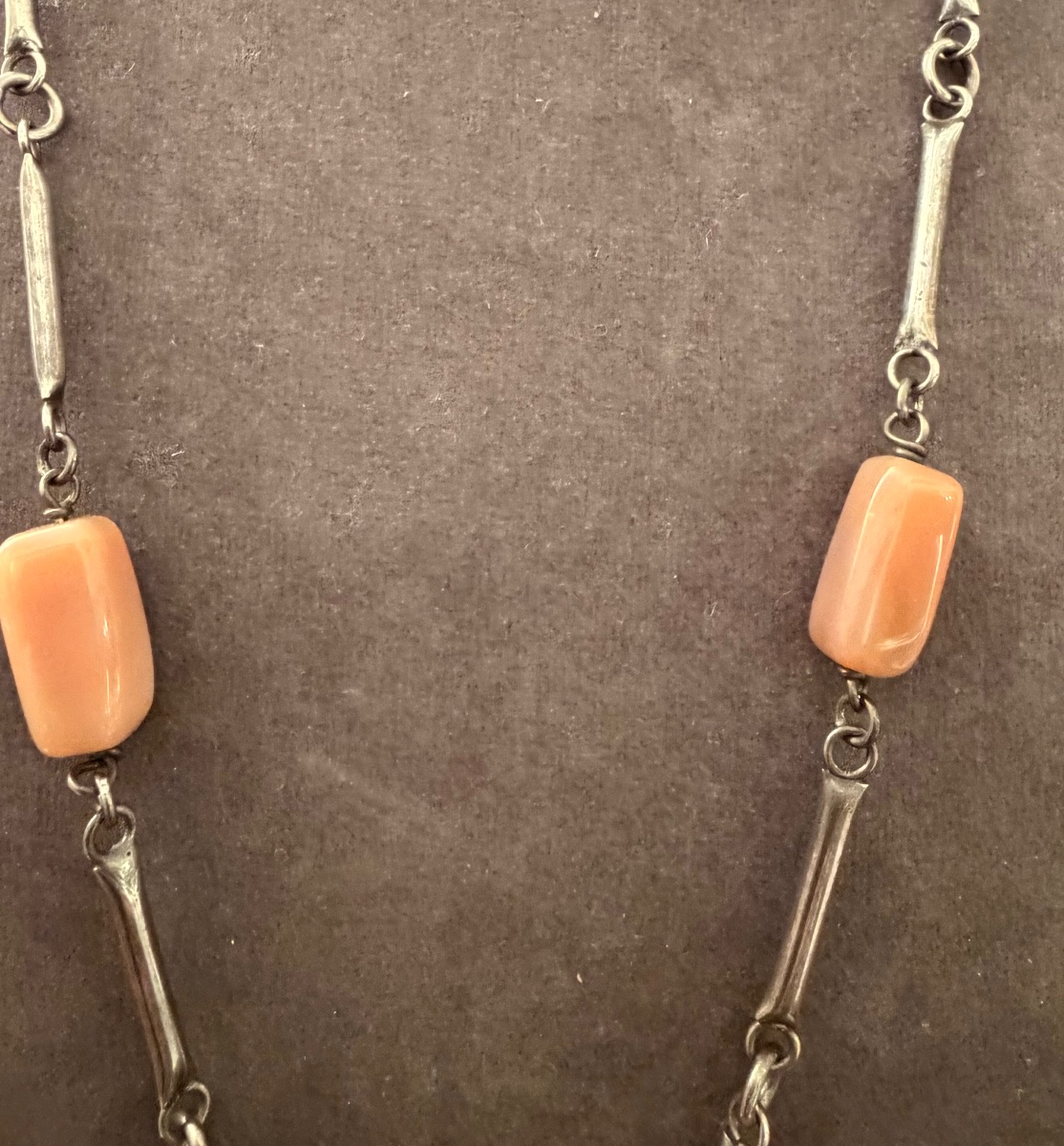 Vintage Silver And Agate Long Necklace-photo-1