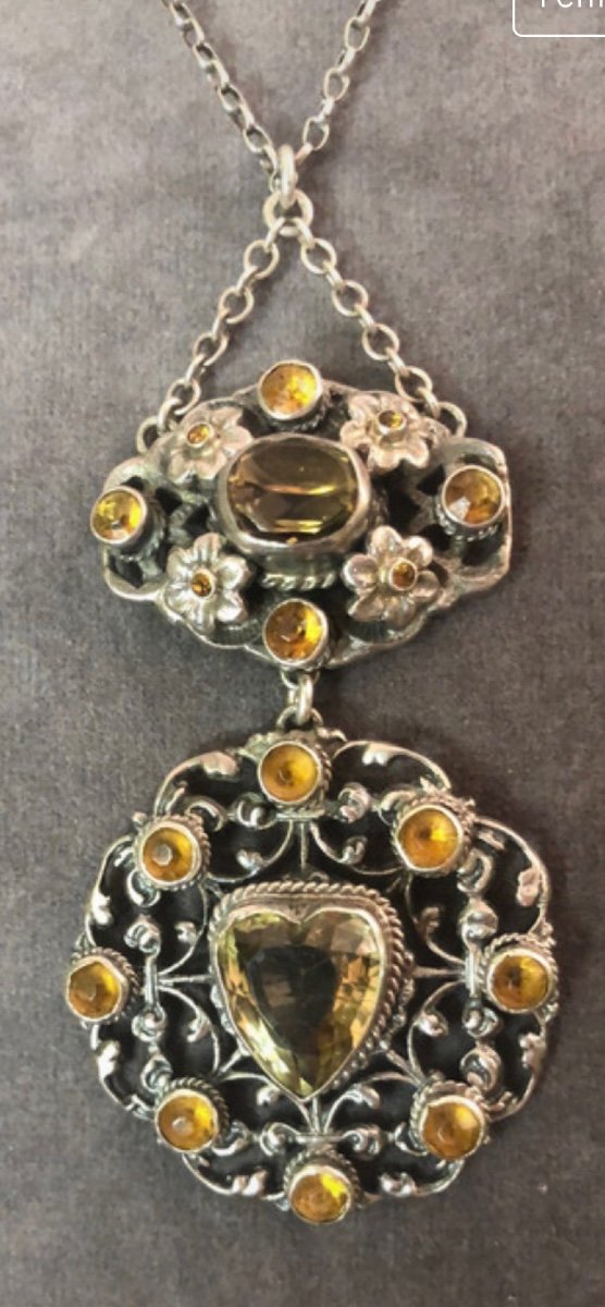 Pendentif Argent /citrines