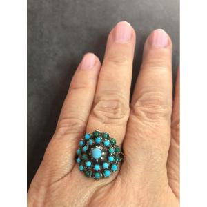 Bague Ancienne Or/ Turquoises 