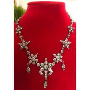Silver Necklace /diamonds /19th Century