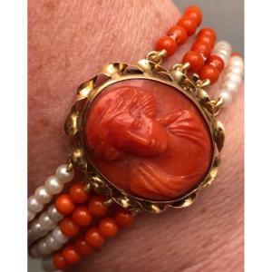 Bracelet Camée Corail 