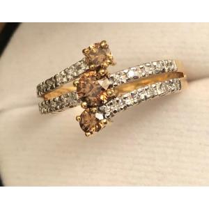 Bague Or / Brillants/citrines 