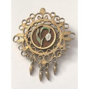 Broche 19ème aventurine 