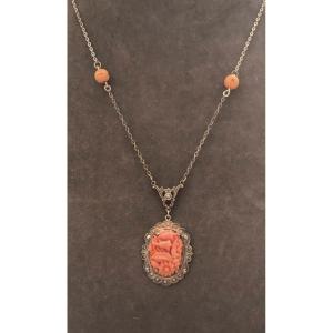 Collier Art-Déco argent / bakelite 
