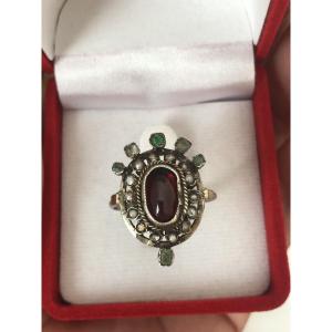 Bague ancienne argent sertie des pierres 