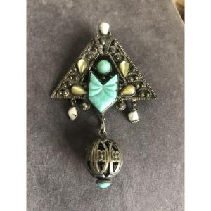 Broche argent egyptomanie 