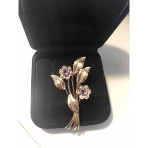 Amethyst Gold Brooch 