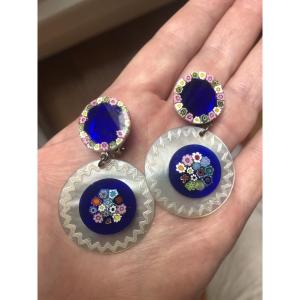 Boucles d’oreilles nacre / verre de Murano 