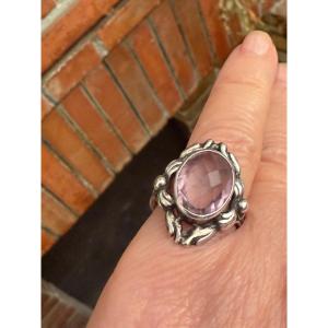 Bague Art-Nouveau argent améthyste 