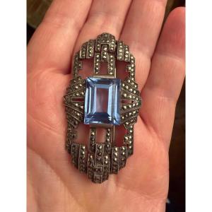 Broche  argent / marcassittes  Art-Déco 
