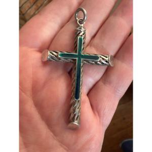 Croix argent / émail
