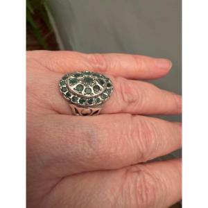 Bague argent / émeraudes