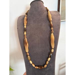 Long Necklace With Horn Accents