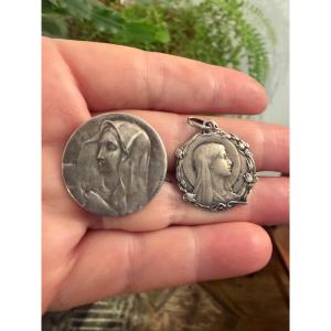 2 Silver Religious Medals 
