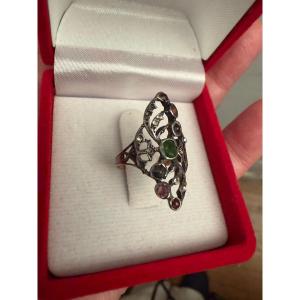 Vintage Marquise Ring In Gold And Silver