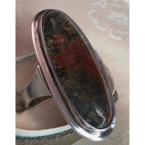 Herbal Agate Silver Ring