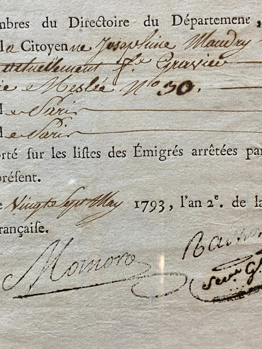 Sauf-conduit Pour Sortir Paris, 1793, Signé Par Antoine François Momoro, Parmi d'Autres-photo-3