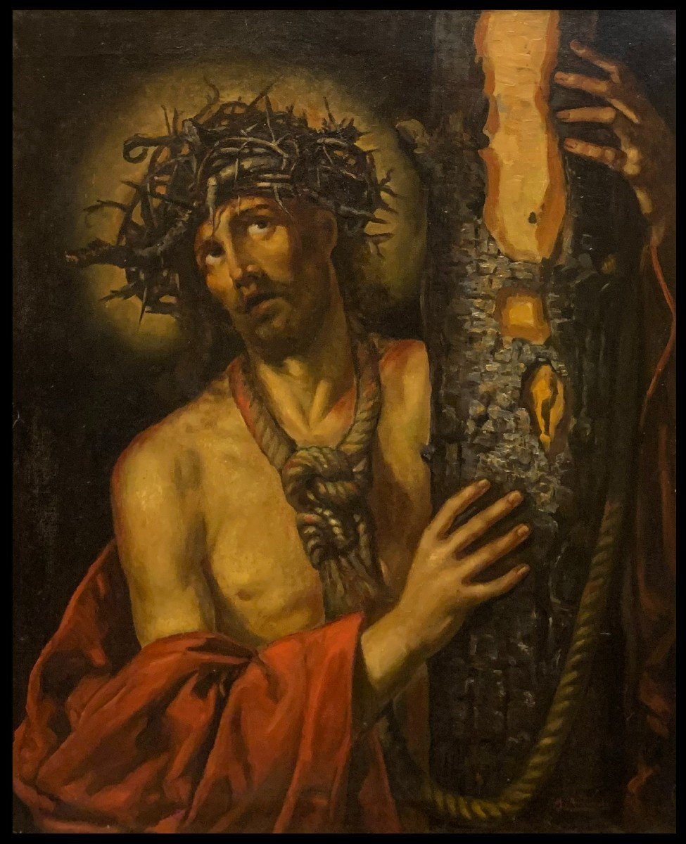 école Espagnole (début XXème) - Ecce Homo (d'après Péreda)-photo-2