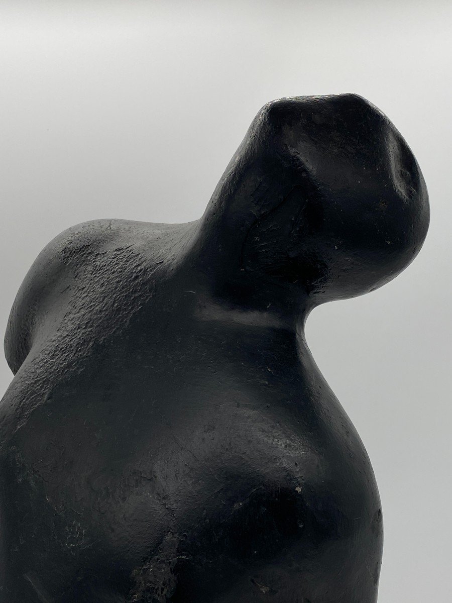 Magnificent Patinated Terracotta Sculpture In Black -photo-2