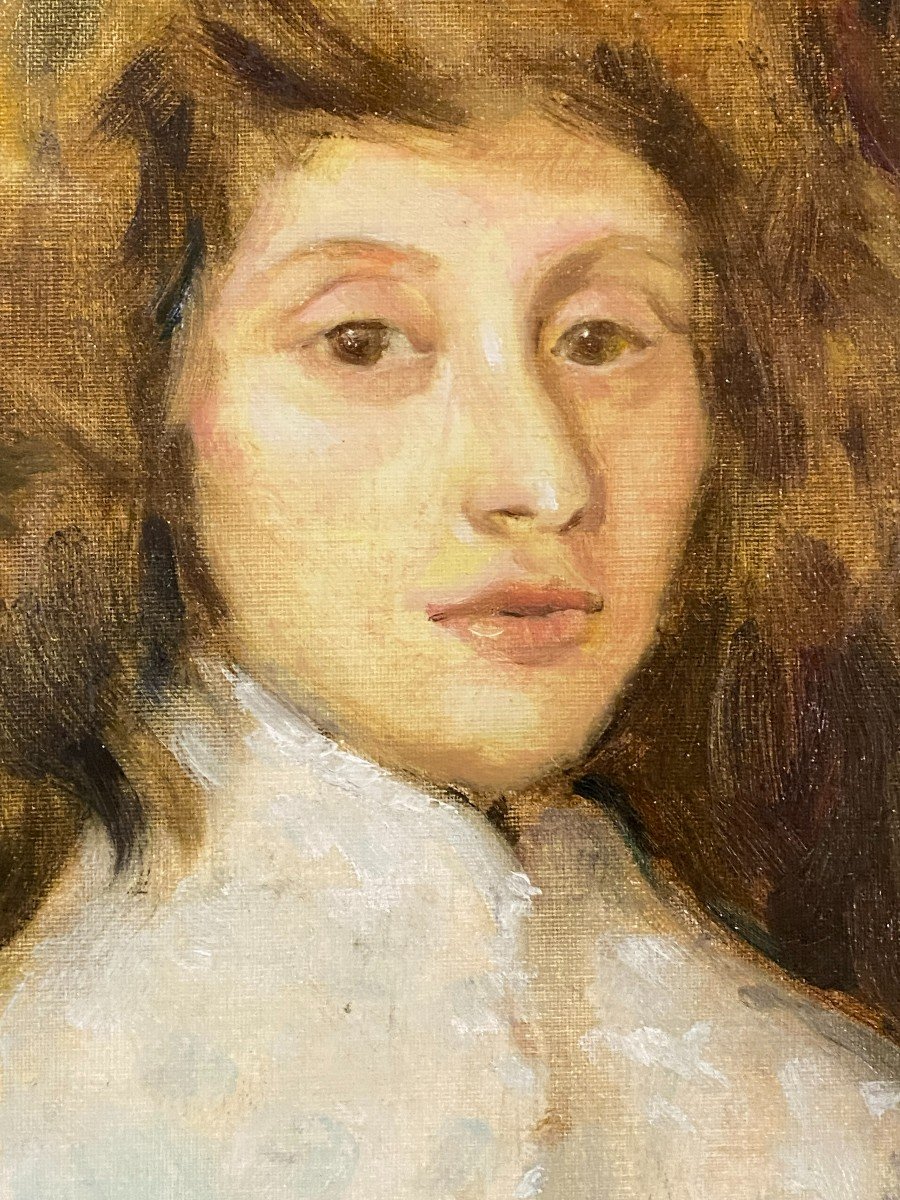 école Espagnole (1950s) - Portrait De Jeune Homme (d'après Van Dyck)-photo-3