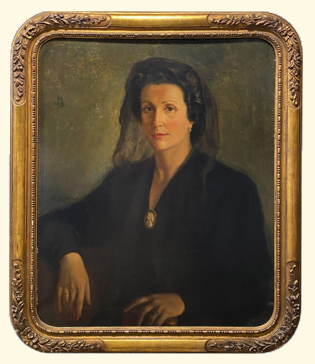 Eduardo Santonja (1899-1966) - Portrait De Dame Espagnole