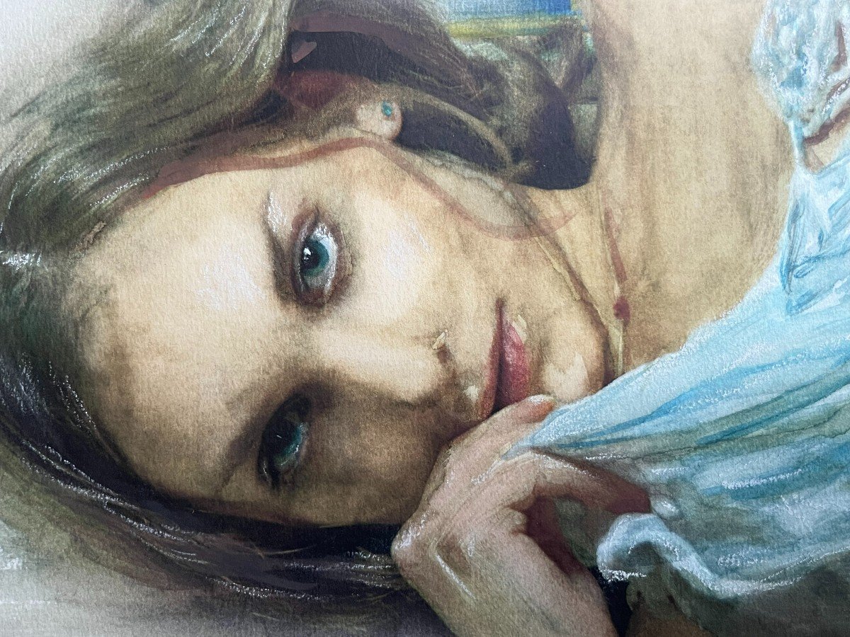 Juan Lobatón (1943) - Elegant Pastel Female Nude-photo-2