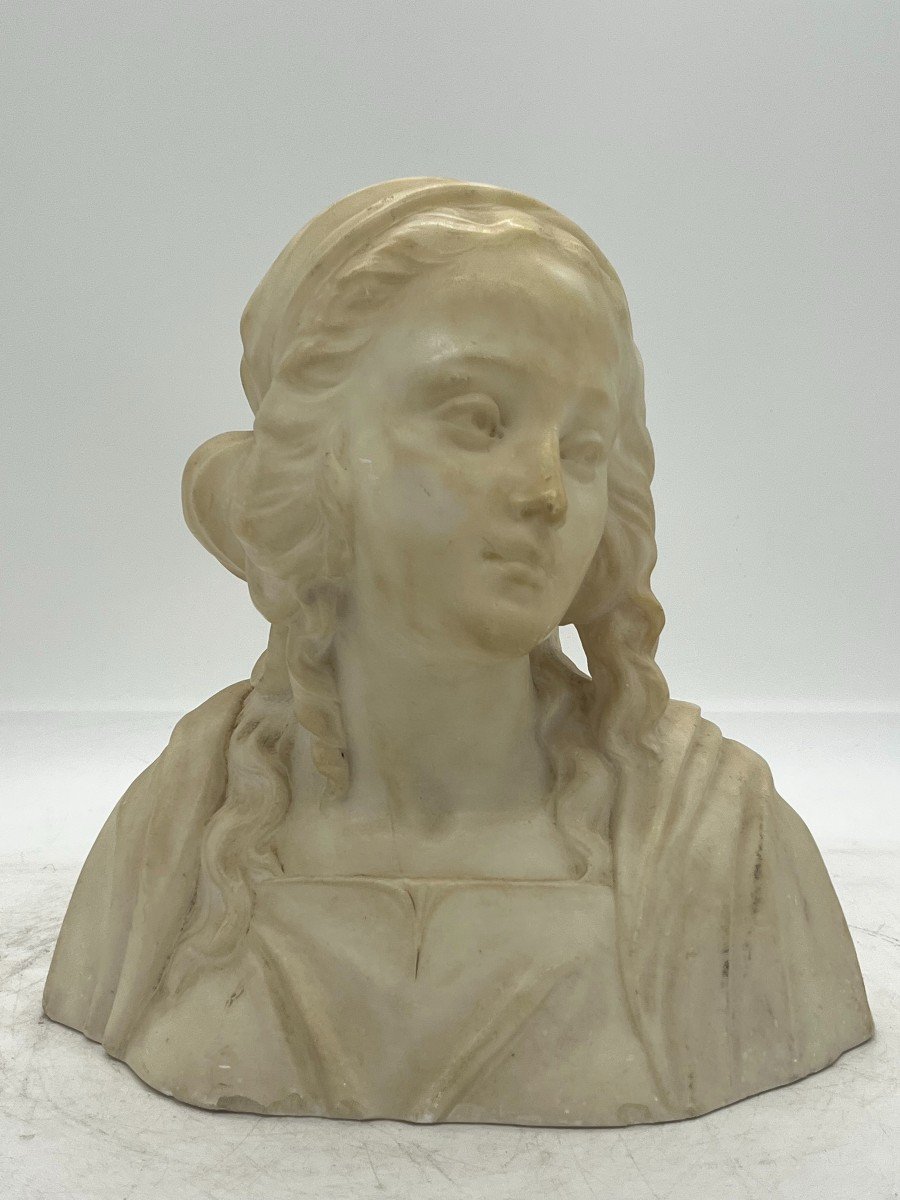 Giuseppe Cipriani (1826-1911) - Magnifique Tête De Madonne Belle Jardinière En Albâtre