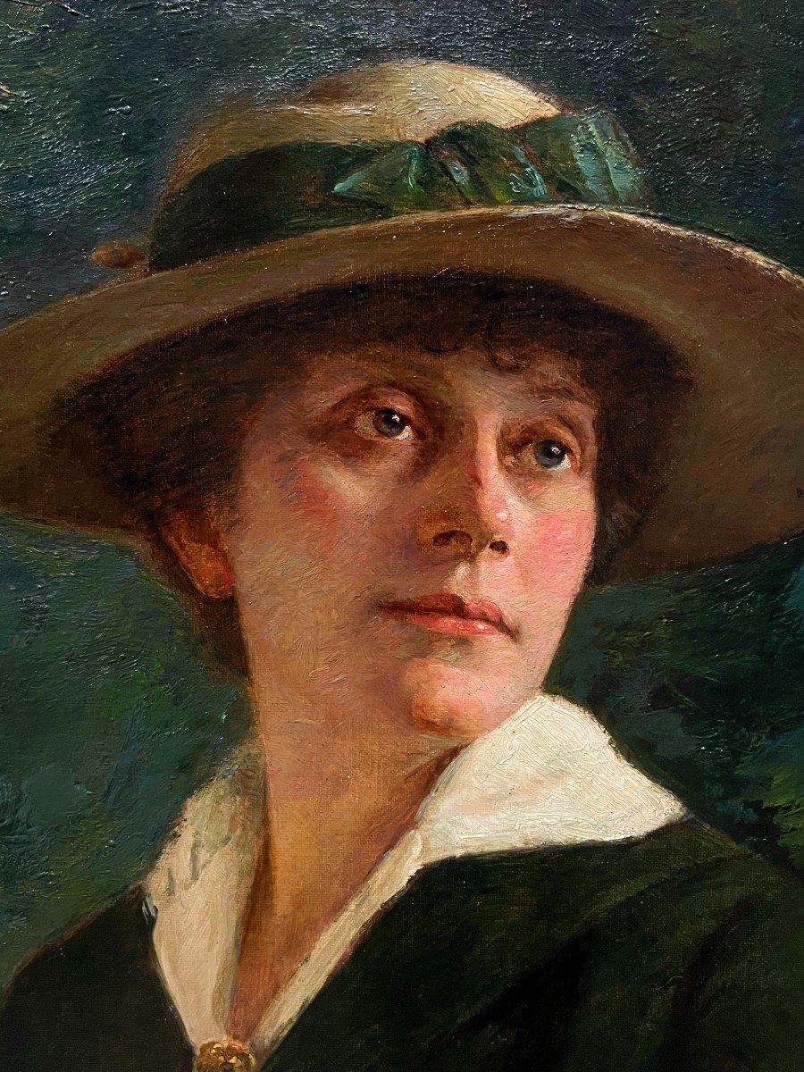 Léon Corthals (1877-1935) - Magnificent Portrait Of Lady With Book-photo-3