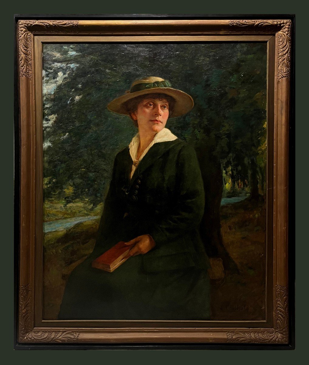 Léon Corthals (1877-1935) - Magnificent Portrait Of Lady With Book