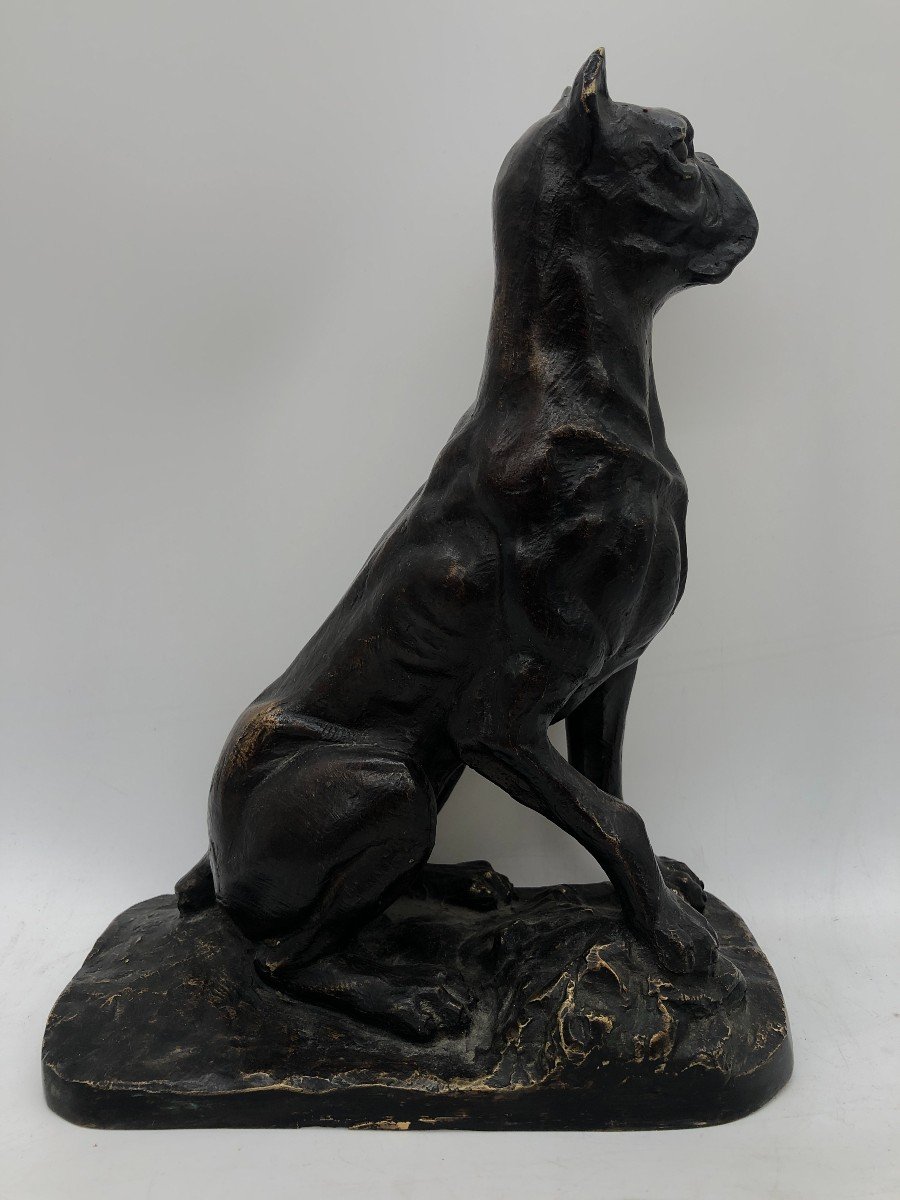 élégante Sculpture Bronze Chien Boulledogue  - France, 1950s-photo-2