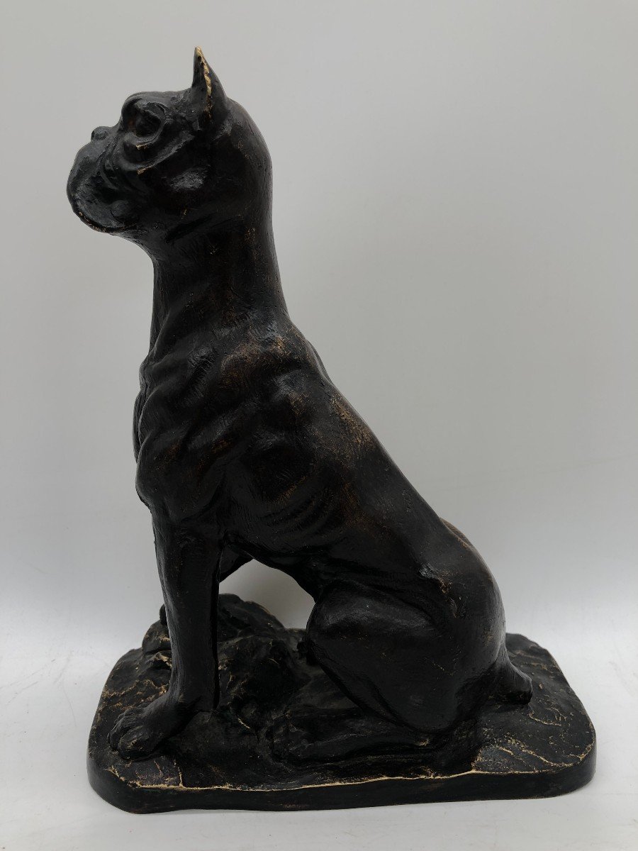 élégante Sculpture Bronze Chien Boulledogue  - France, 1950s
